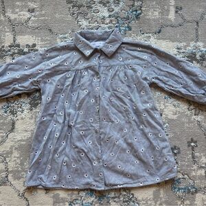 ZARA Toddler Girls Blue Floral Button Up Short Sleeve Shirt VGUC- 4-5 Years